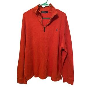 Polo Ralph Lauren Orange Men's XL Long Sleeve 1/4 Zip Pullover Sweater Fast Ship